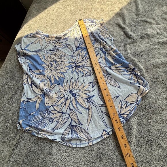 Halston Womens Linen Top Large Floral Tropical Bloomcore‎ Boho Coastal 18659 - Picture 5 of 8